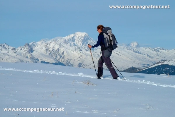 Dos de Crêt Voland en raquette Sommet Dos de Cret Voland et Mont-Blanc